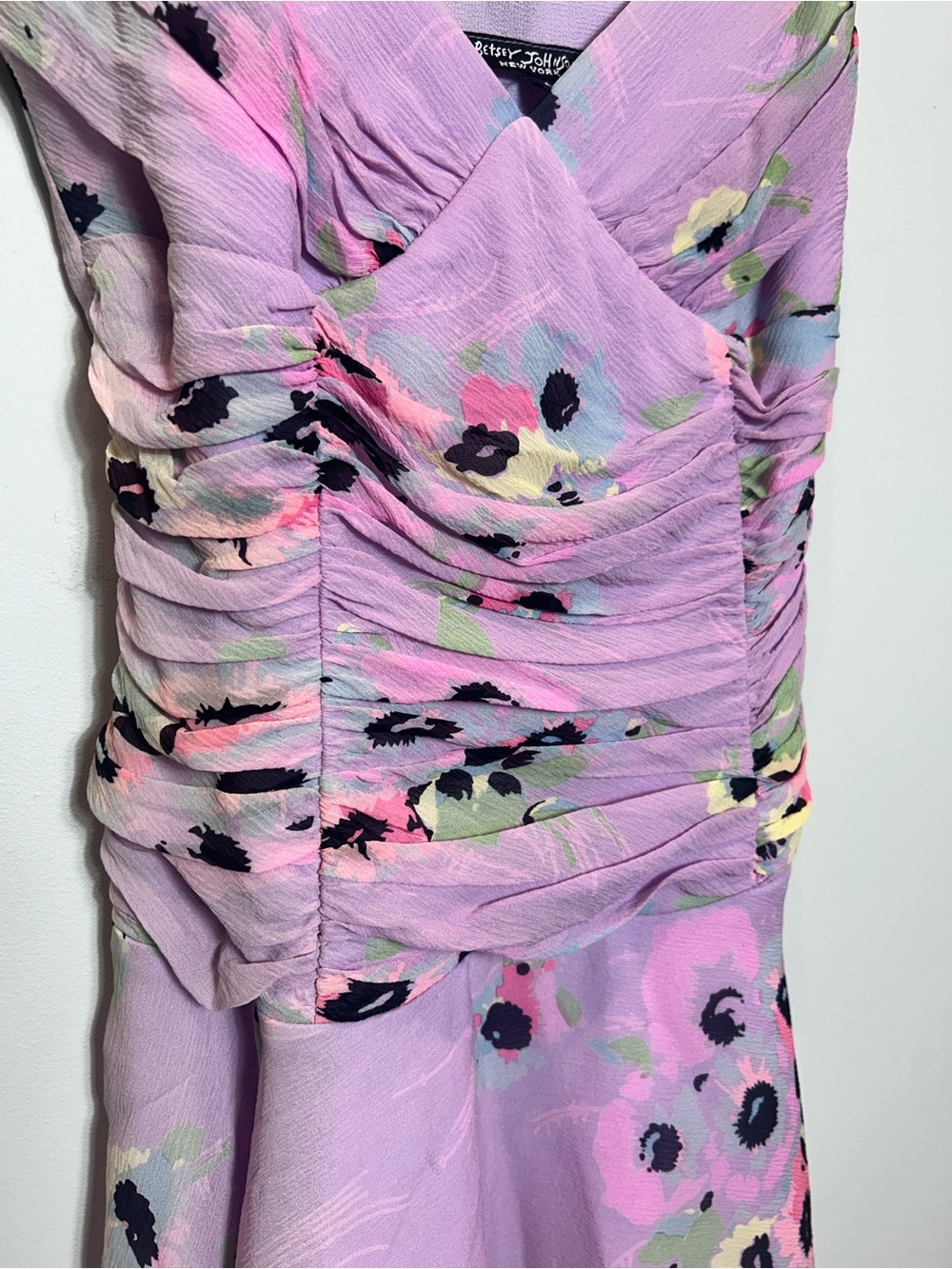 Betsey Johnson New York Black Label 90s 
Silk Lilac Floral Dress - Picture 5 of 8